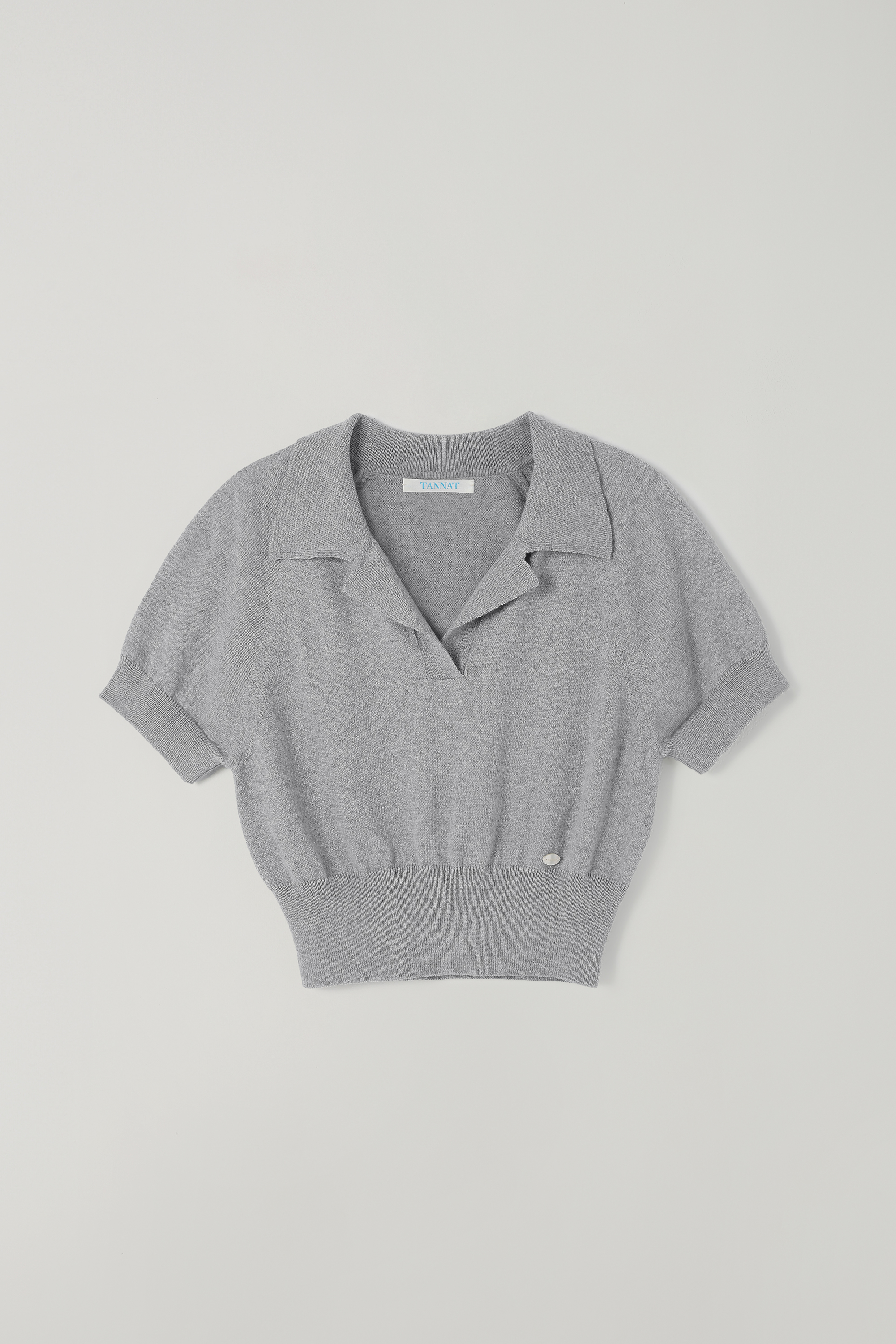 (8th re-stock) T/T Crop collar knit top (gray)