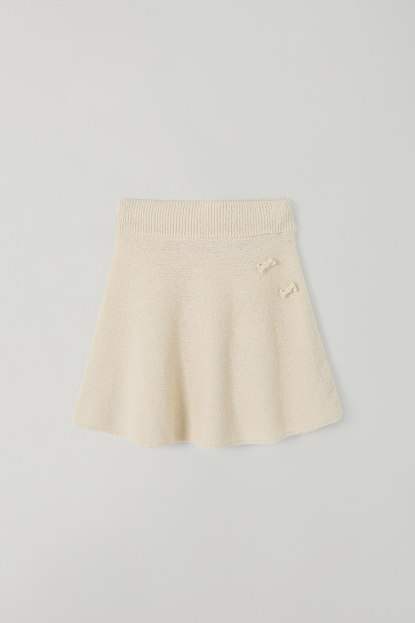 T/T Ribbon flare knit skirt (cream)