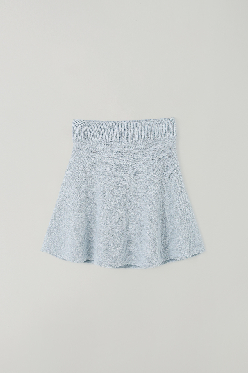 T/T Ribbon flare knit skirt (skyblue)