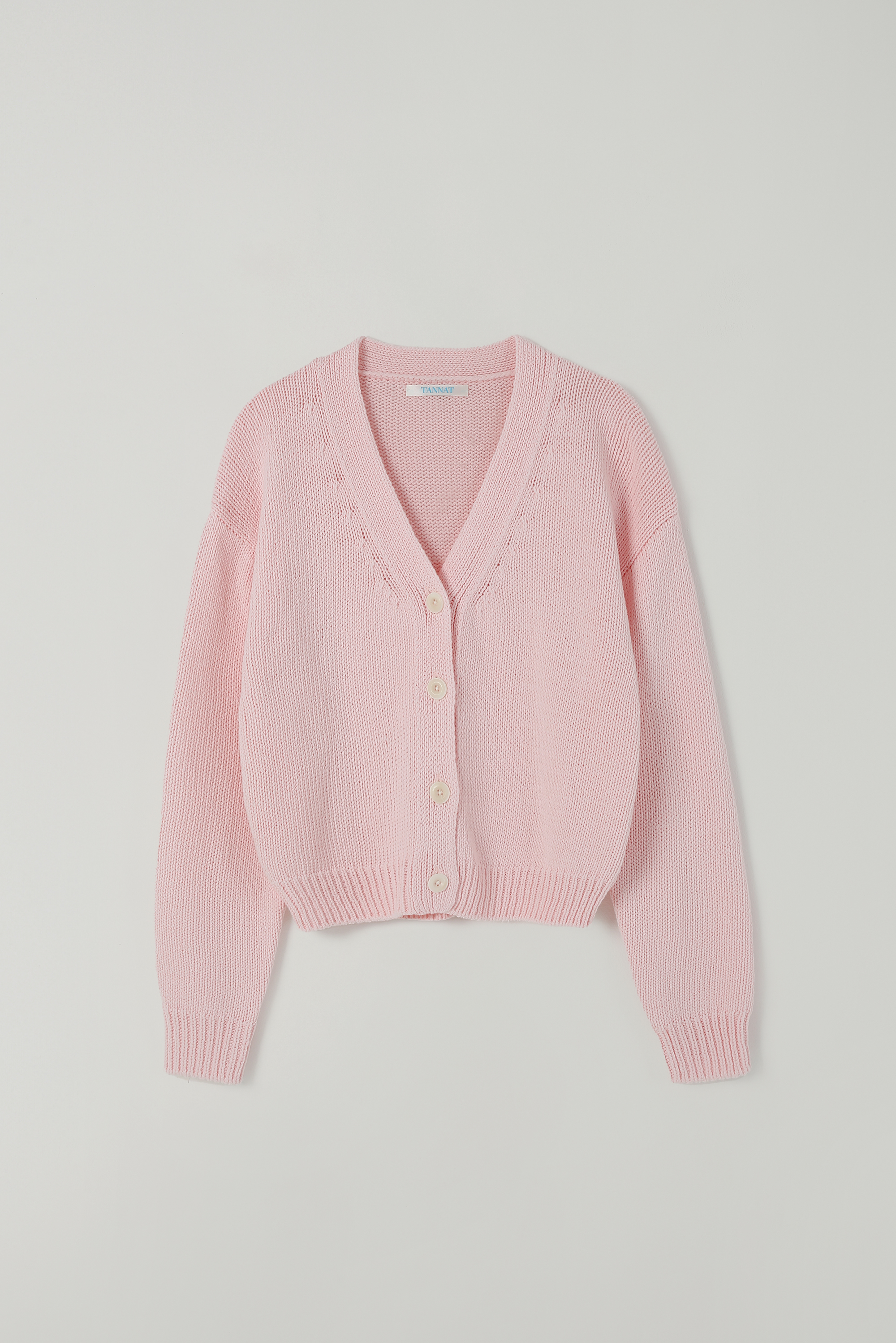 T/T Cotton low neck cardigan (pink)